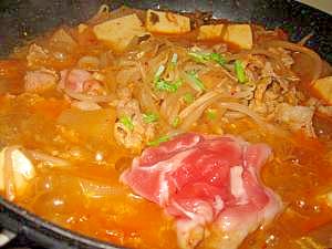 フライパンで簡単! 豚キムチ風スープ❤