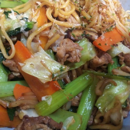小松菜のソース焼きそば