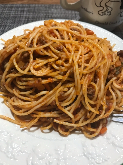 電子レンジでひき肉ナポリタン