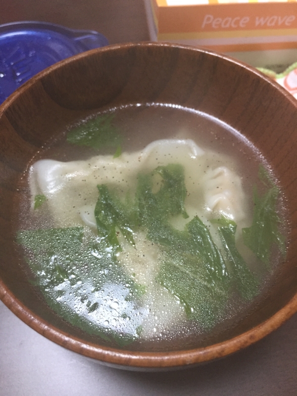 水菜の水餃子スープ