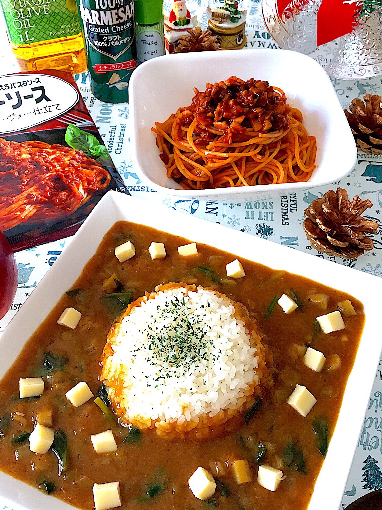 白菜とゴボウのチーズカレー