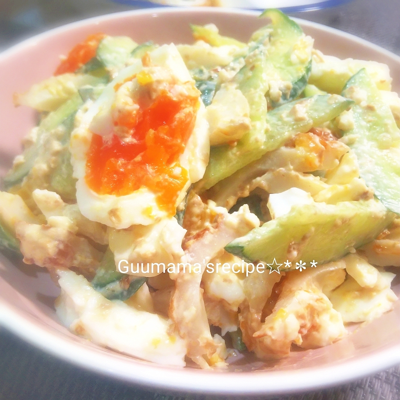 和風マヨネーズが合う♡ちくわときゅうりの卵サラダ