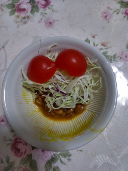 リーフレタス＊ミニトマトでサラダ納豆