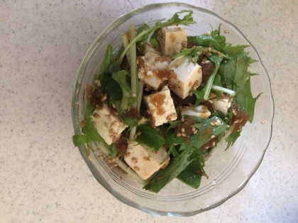 夕飯の副菜に♪豆腐と水菜の簡単和サラダ