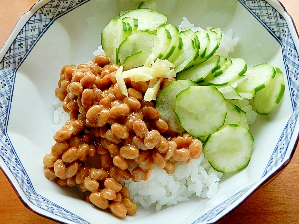 5分！？生姜甘酢漬けで❤納豆ご飯♪（食物繊維）