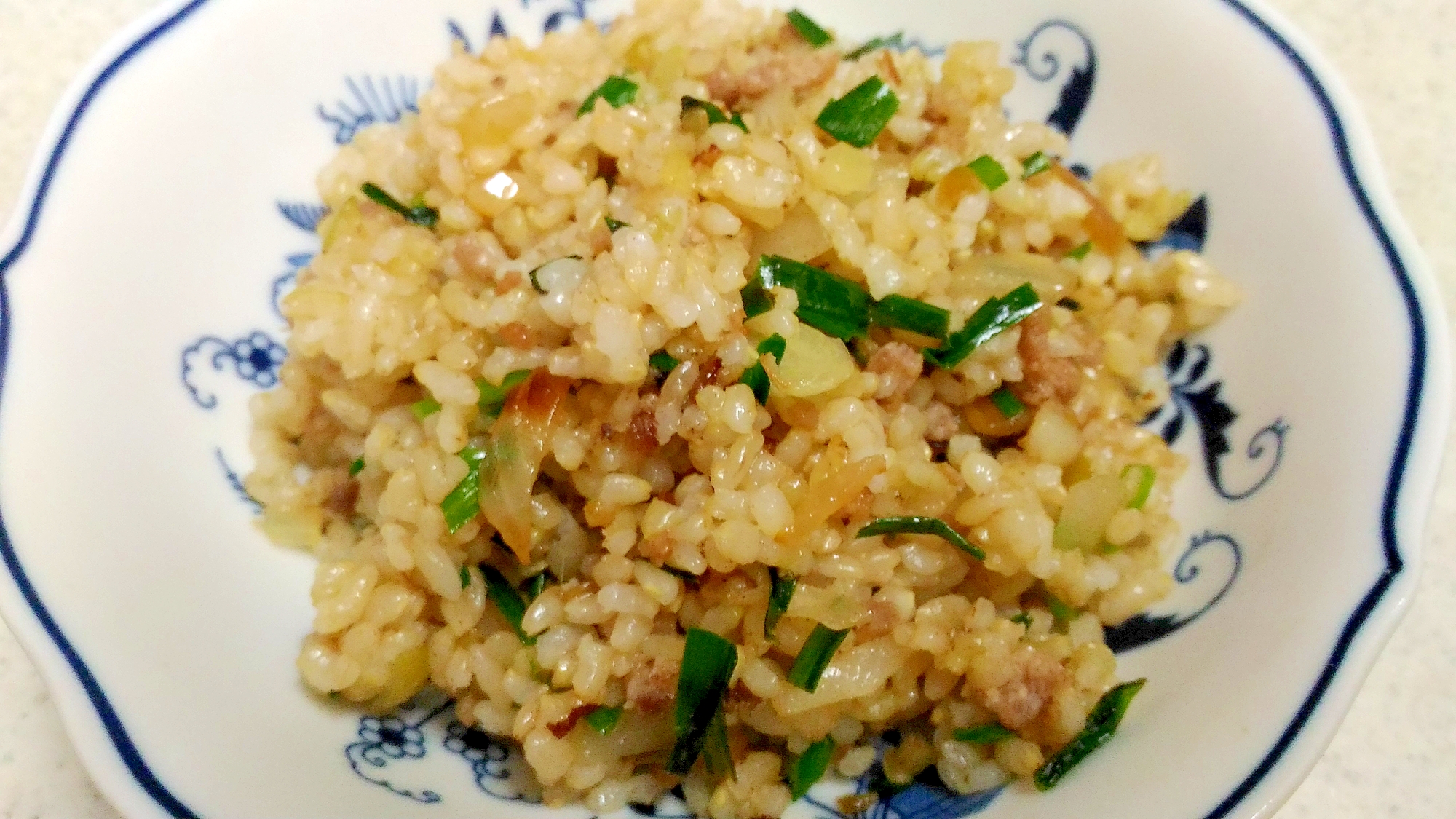 ニラと挽肉の茗荷風味チャーハン