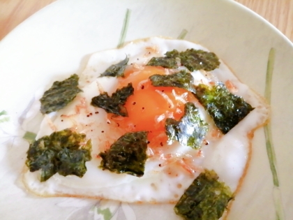 朝食♪あみえびと海苔エッグ