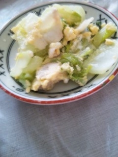 白菜と豚バラの卵炒め