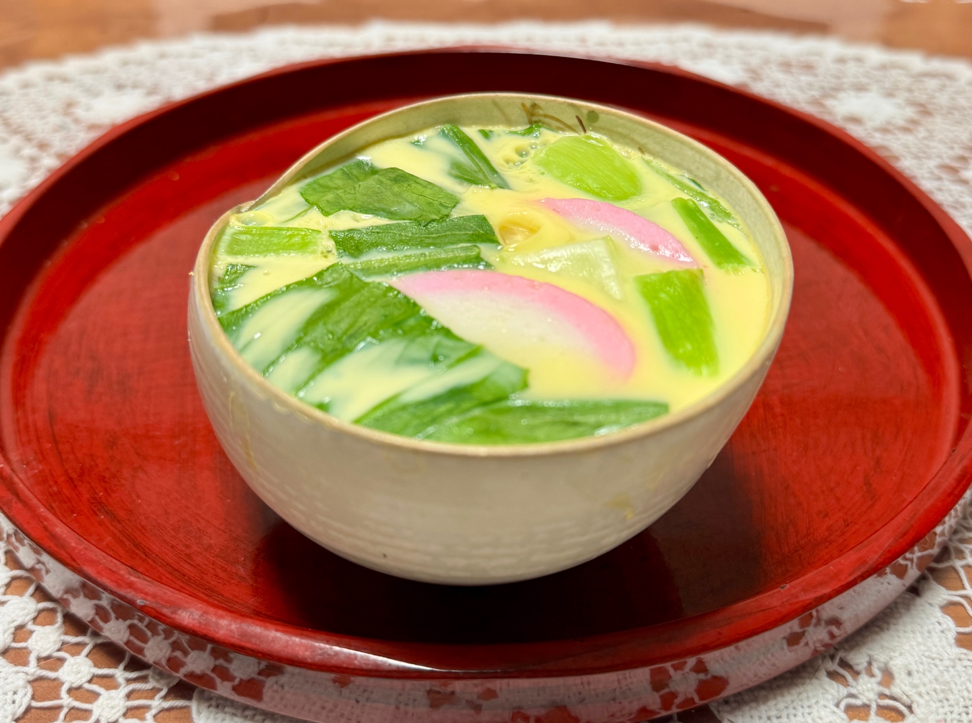 鶏丸ごとガラスープでꈍ◡ꈍなめらか中華風☆茶碗蒸し