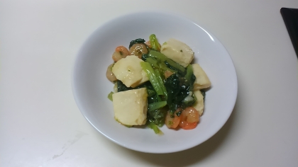 豆腐と海老小松菜の中華炒め煮
