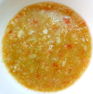 離乳食中期　トマト＆カリフラ緑黄色野菜ポテトスープ