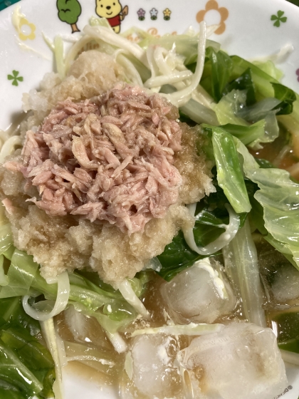 キャベツとツナのマヨぽんおろし冷やしうどん