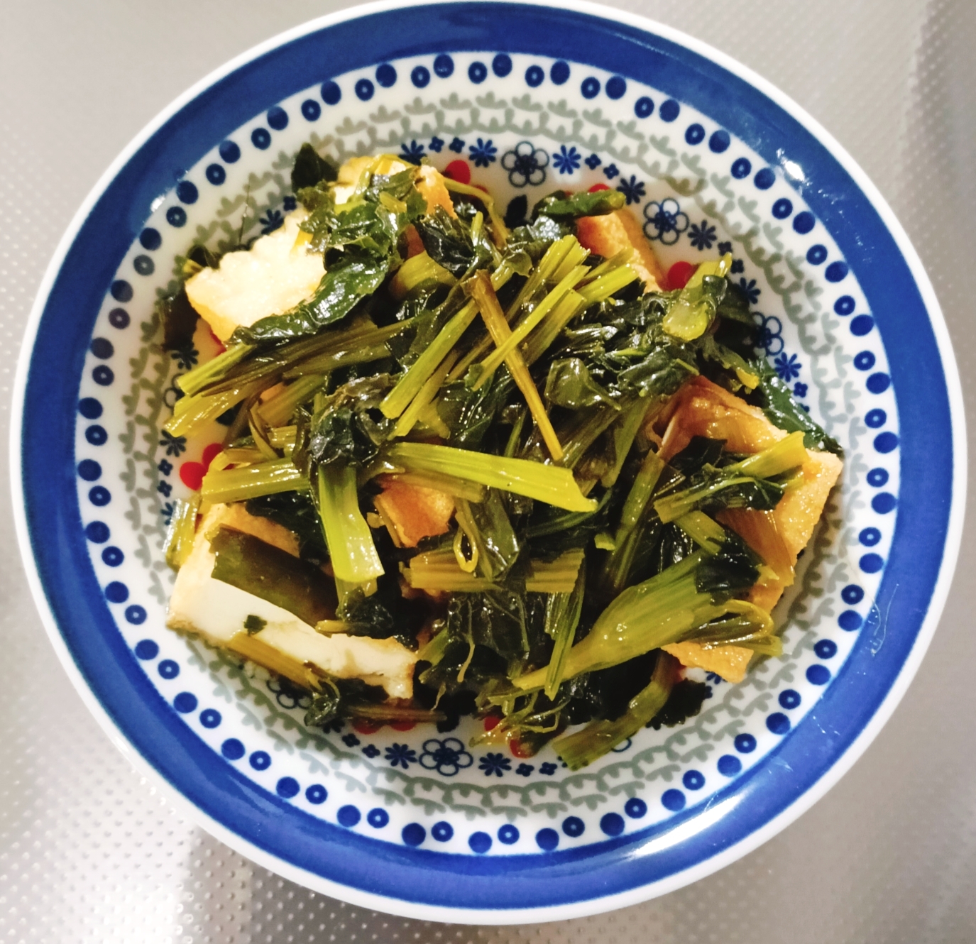 【お手軽♪】厚揚げと小松菜のワカメ入り煮物