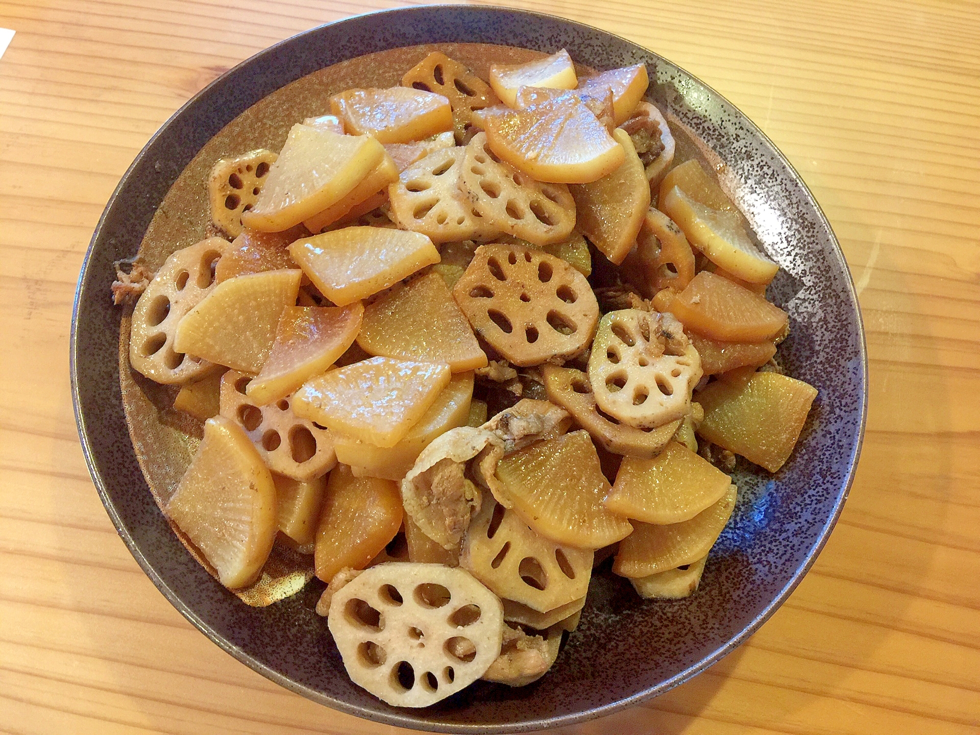 大根と蓮根と豚肉の炒め煮