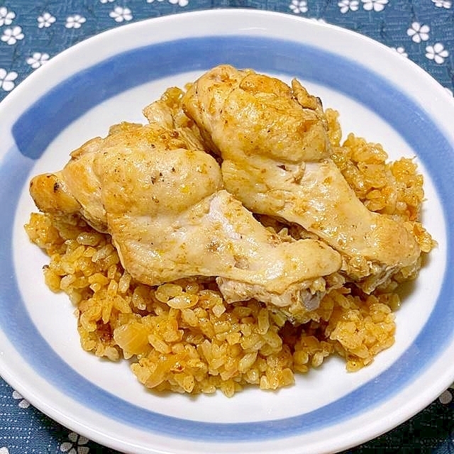 炊飯器で　鶏手羽のジャンバラヤ