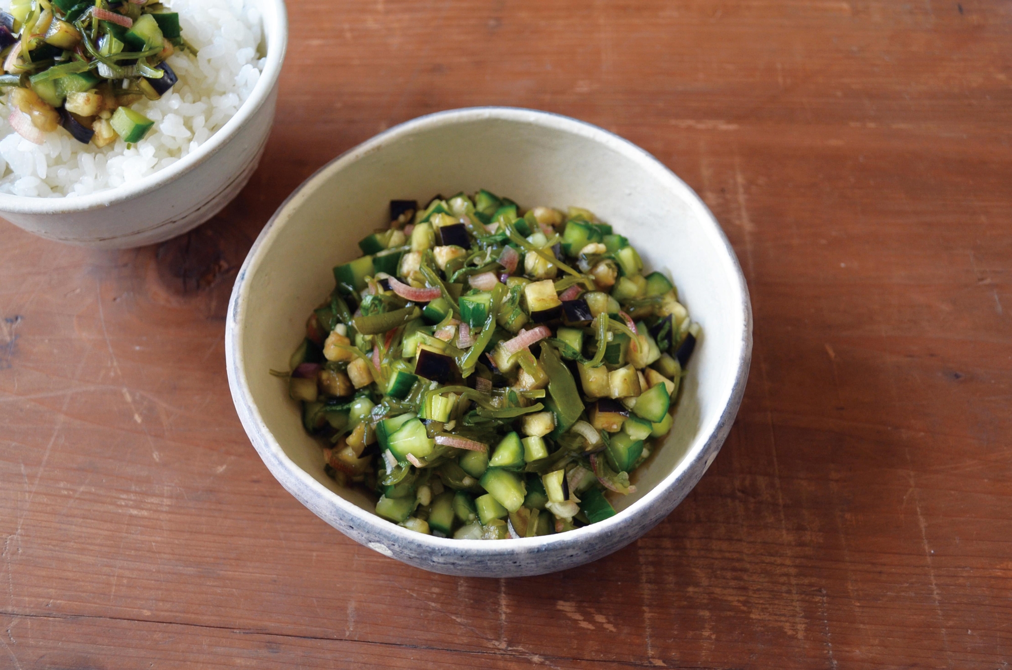 山形のだし風　めかぶと野菜のあえ物