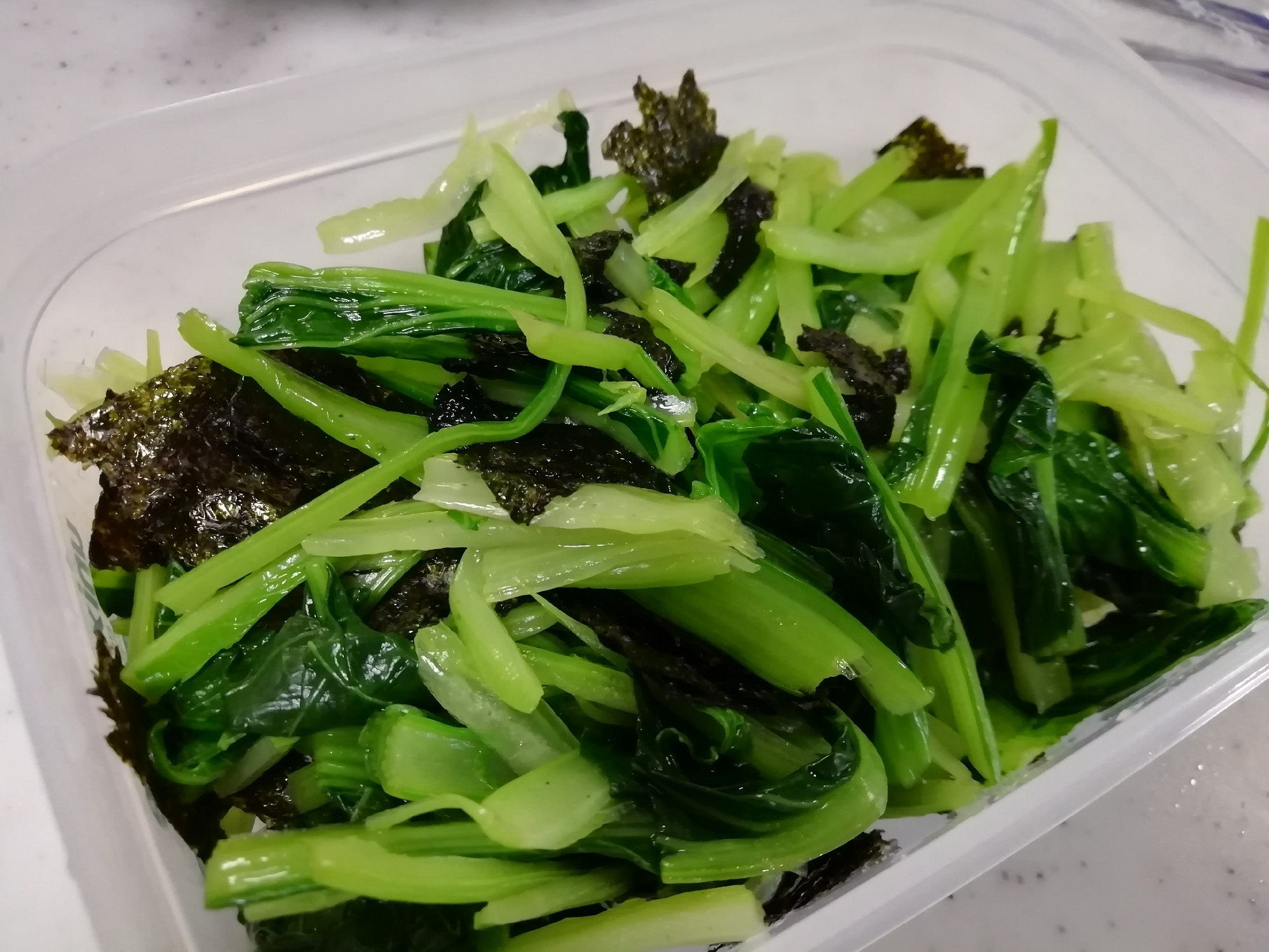 作り置き常備菜!小松菜と海苔の和え物