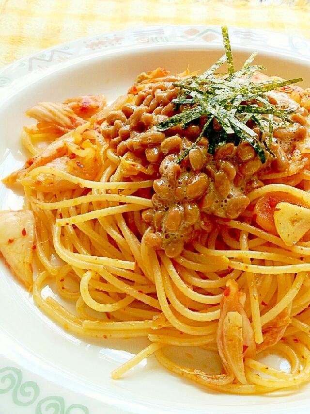昔、働いていたお店の♪納豆キムチの和風スパゲッティ