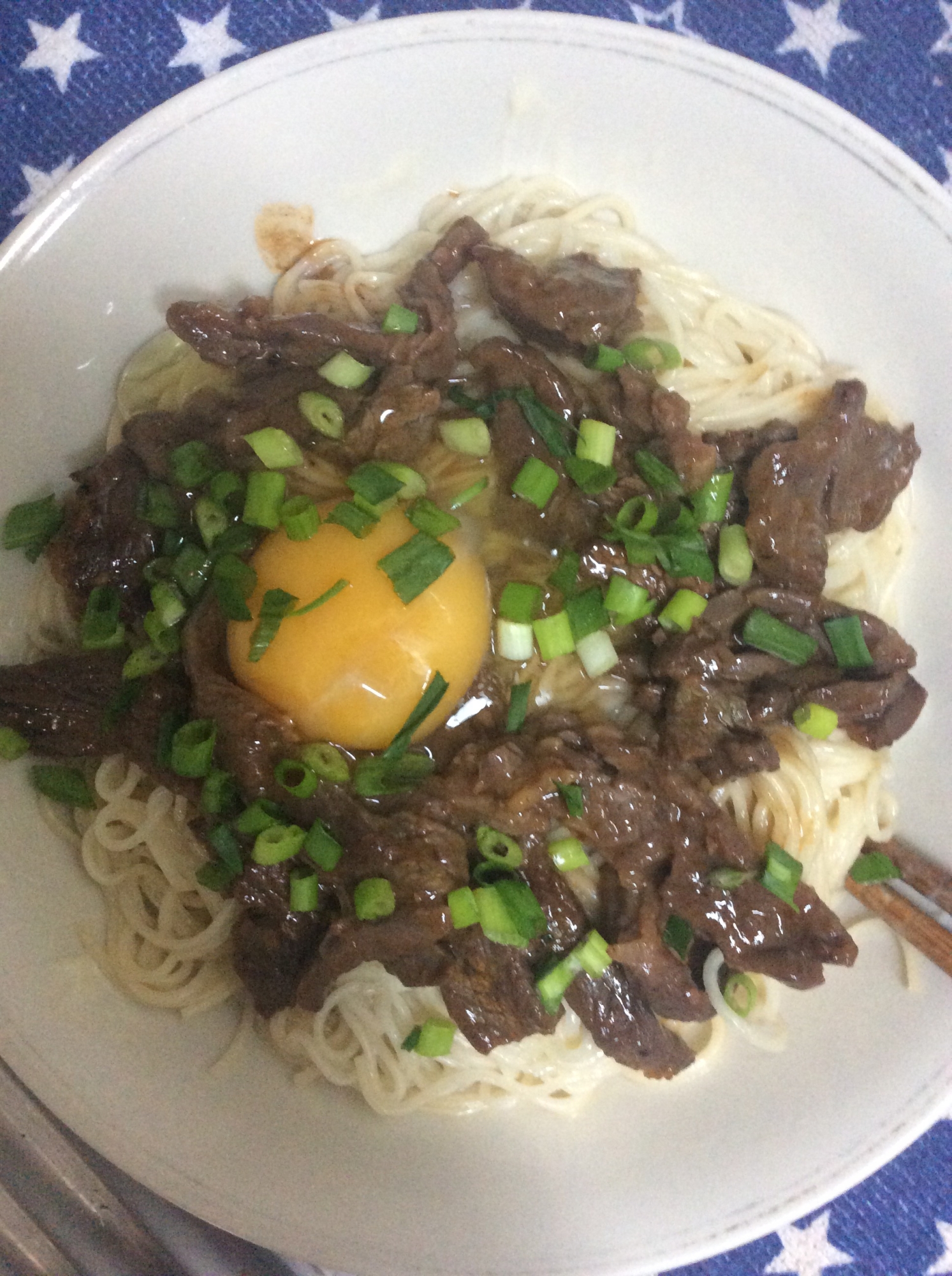 牛焼き肉♪釜玉そうめん