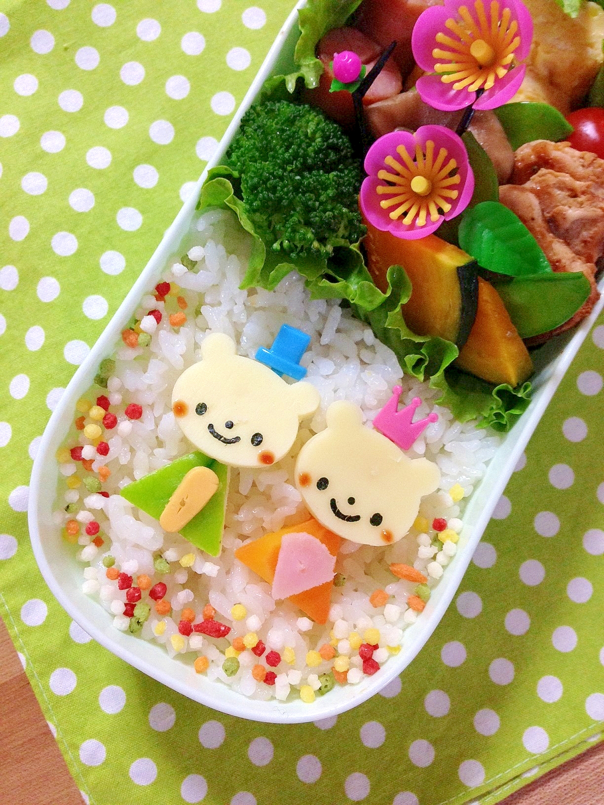 簡単キャラ弁☆くまちゃんのひなまつり弁当♪