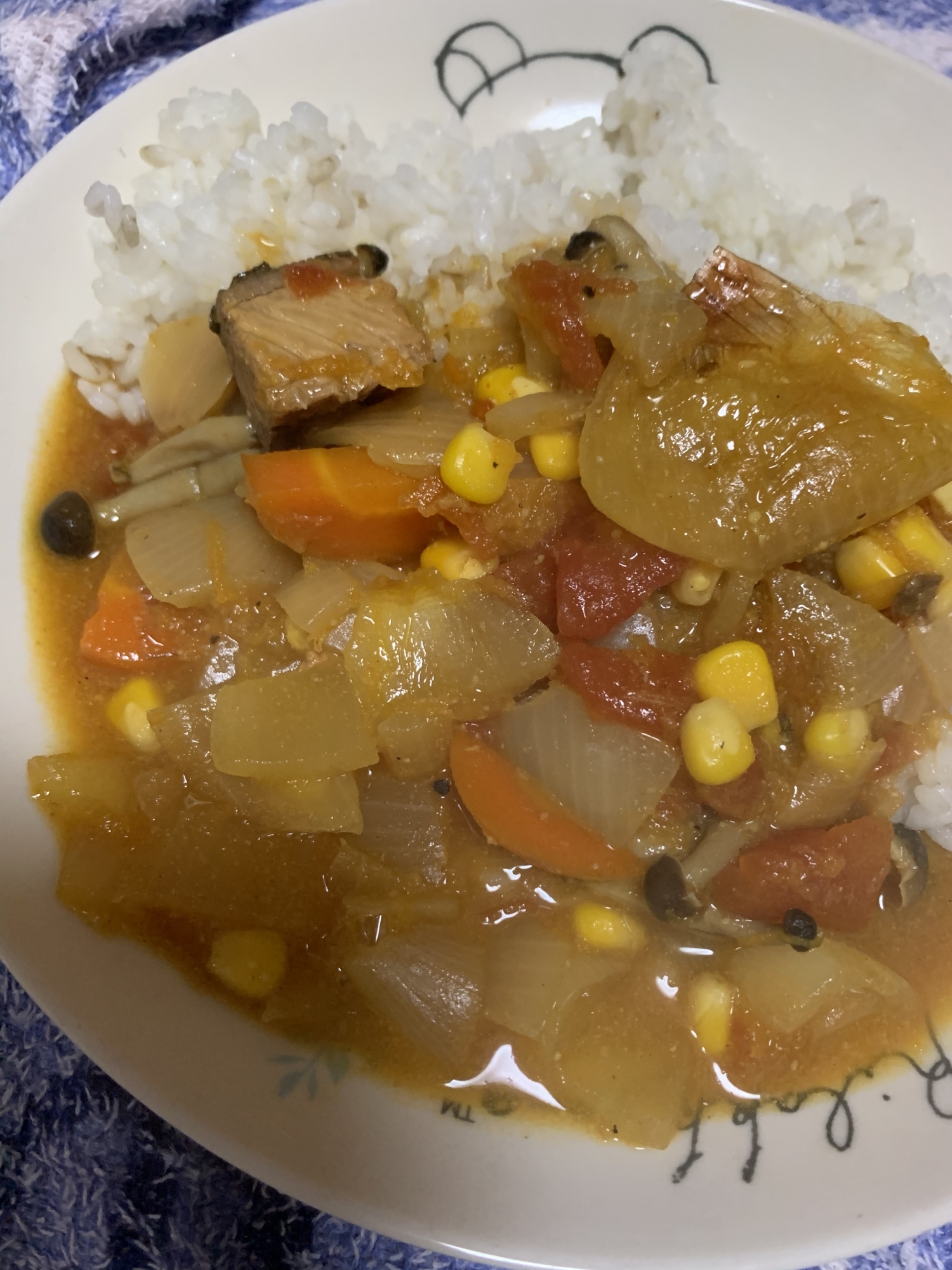 カレーうどんにも☆バタートマト鯖缶スープカレー