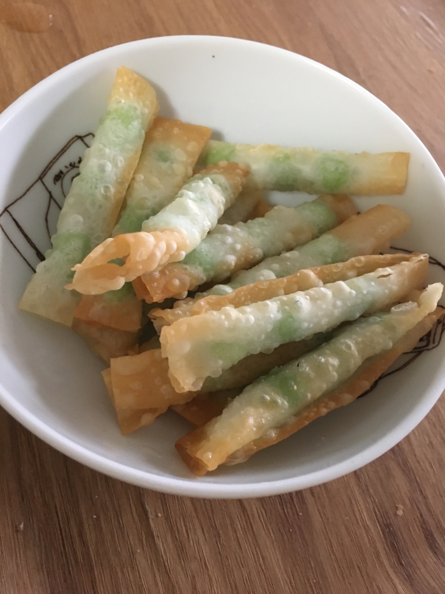 ワンタン皮で枝豆スティック