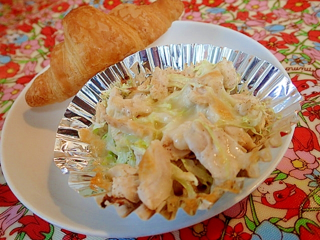 白菜 ささみのバターチーズ焼きとクロワッサン レシピ 作り方 By ぷ みぃまま 楽天レシピ