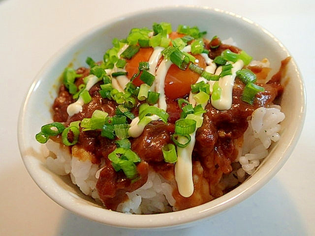 醤油マヨで　卵黄と葱のミニカレー