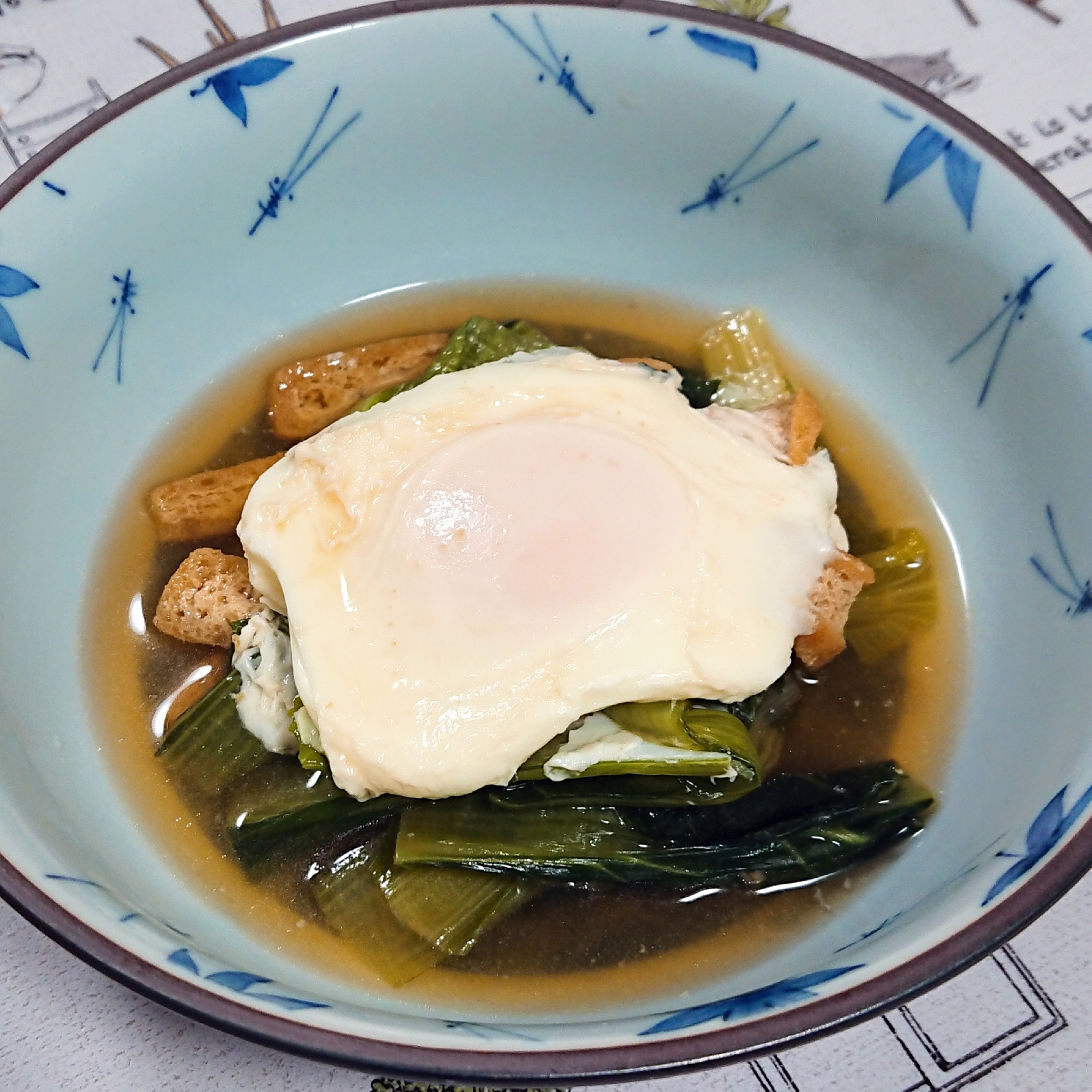 簡単☆小松菜と揚げと卵の煮物