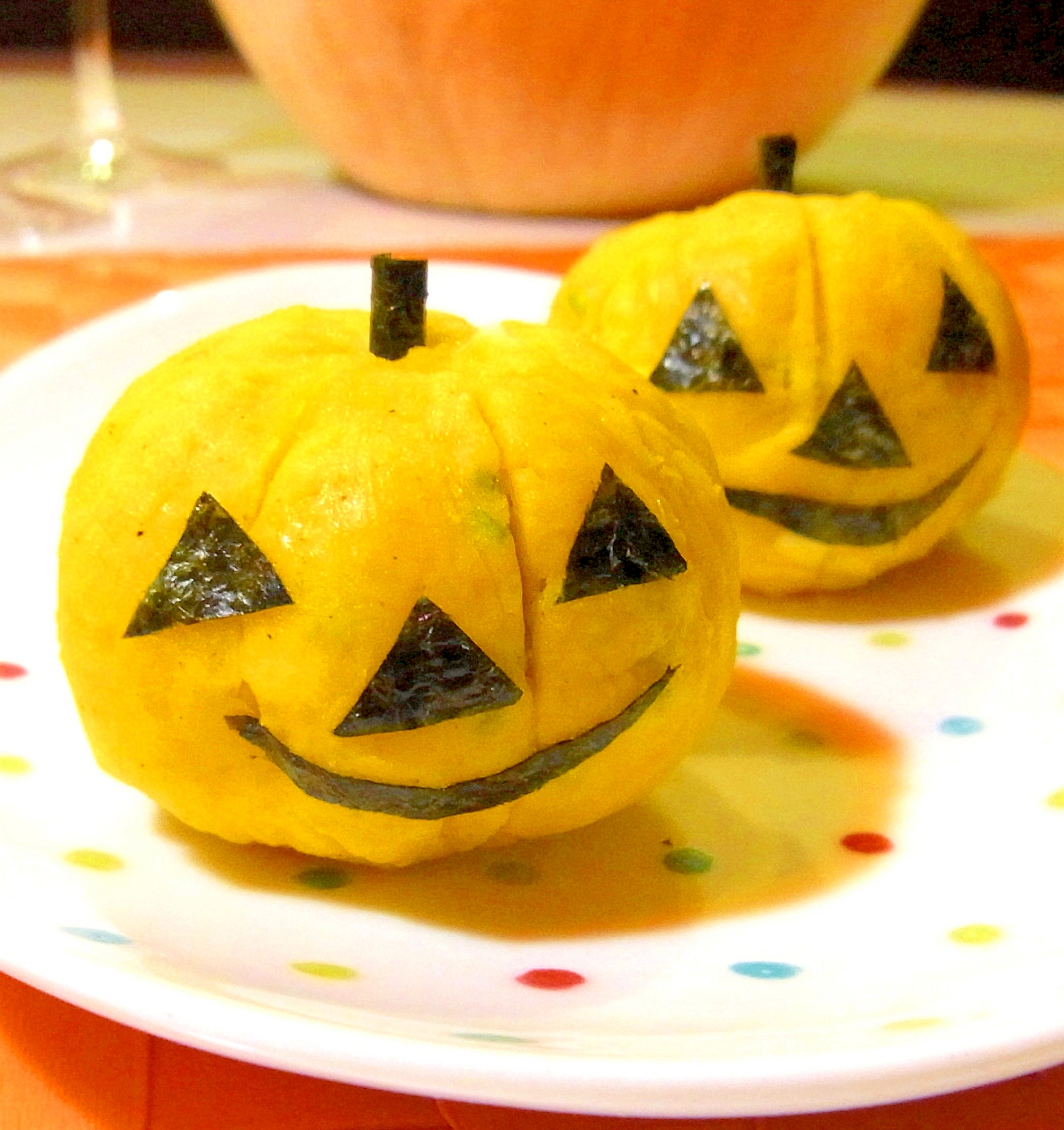 Halloween❢かぼちゃサラダの茶巾絞り