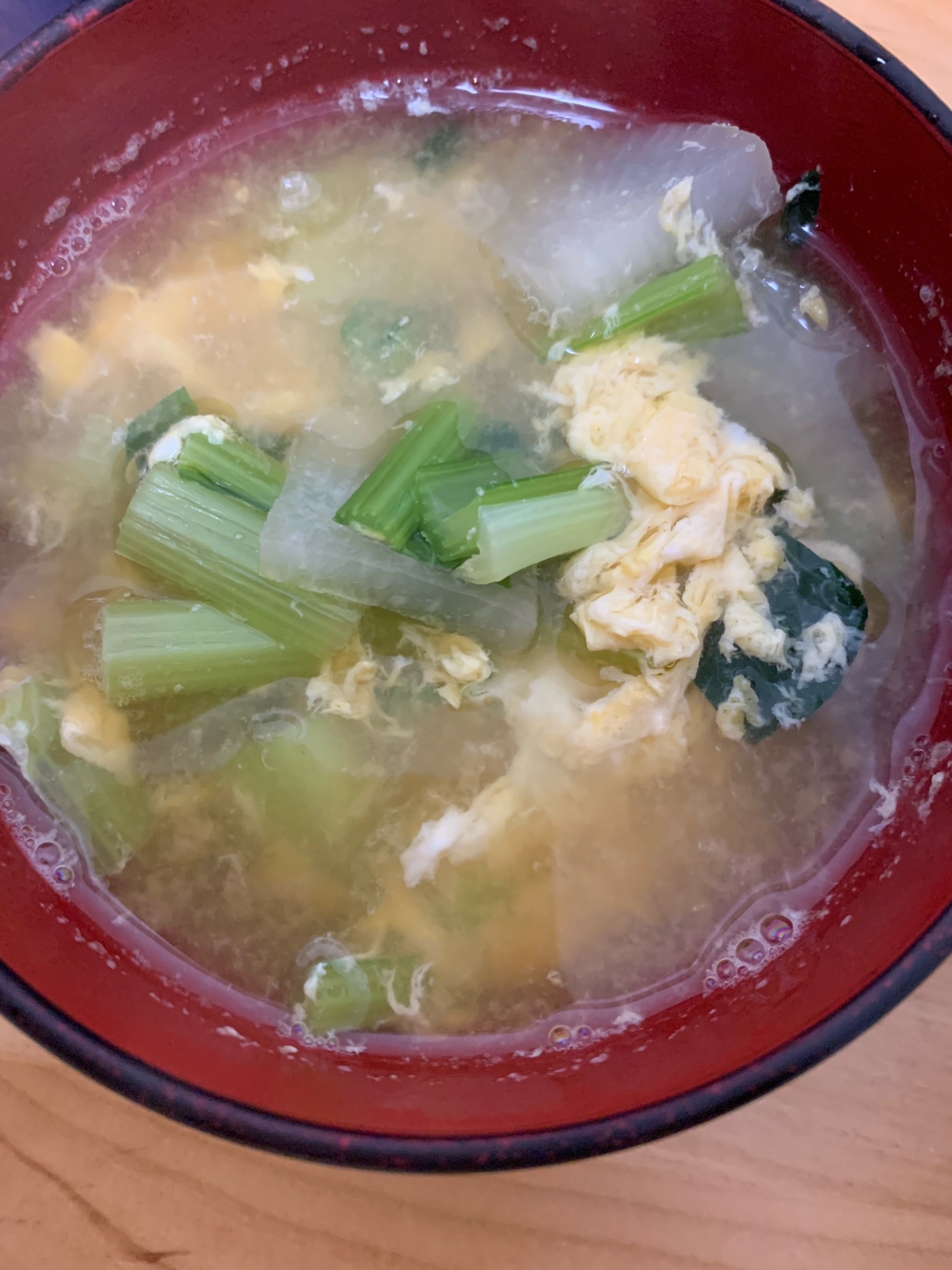 大根と小松菜の卵の栄養たっぷり和風スープ