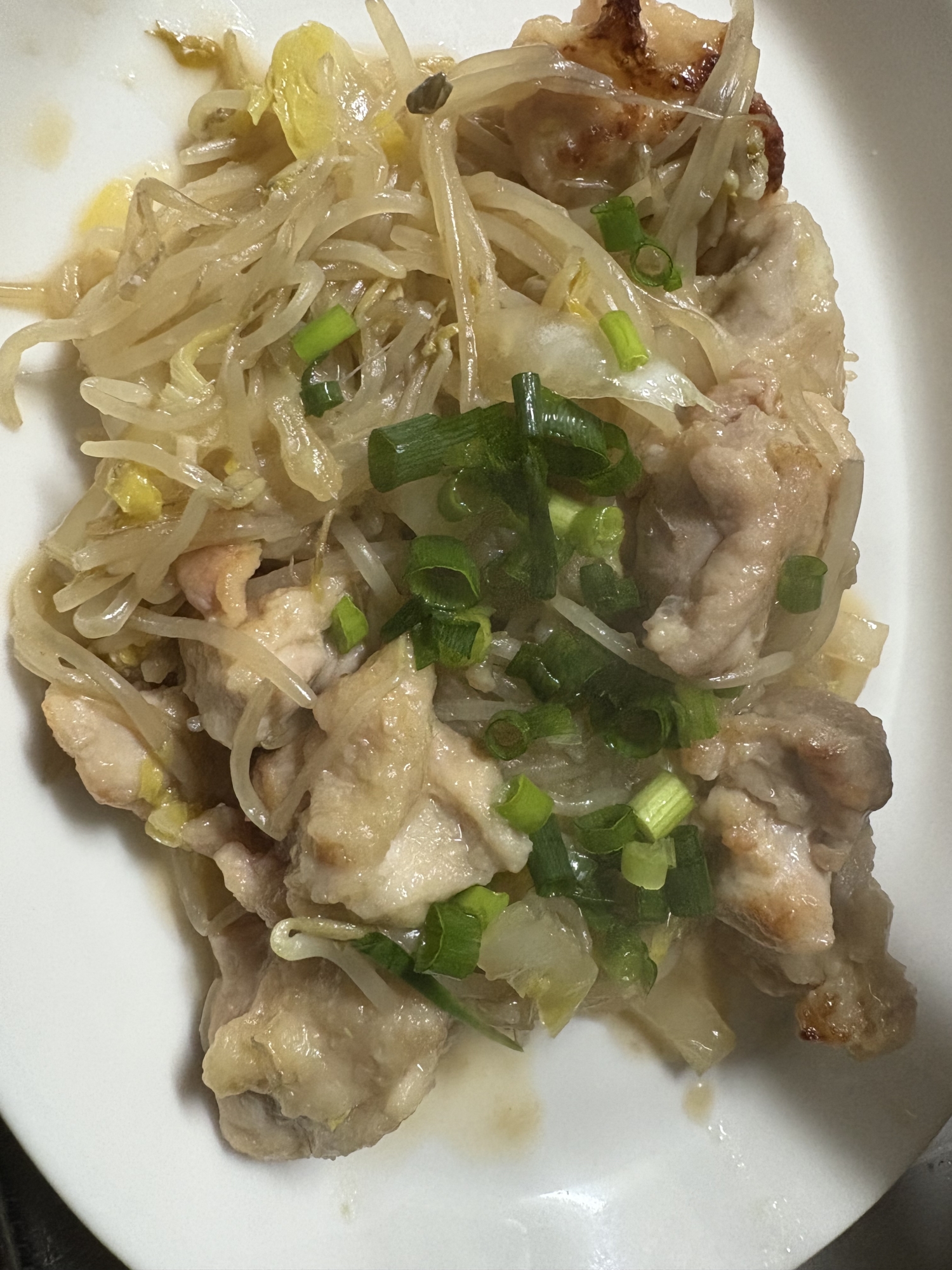 鶏肉ともやし、白菜の炒め煮