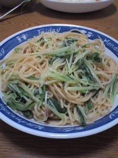 和風であっさり☆水菜とジャコのスパゲティ