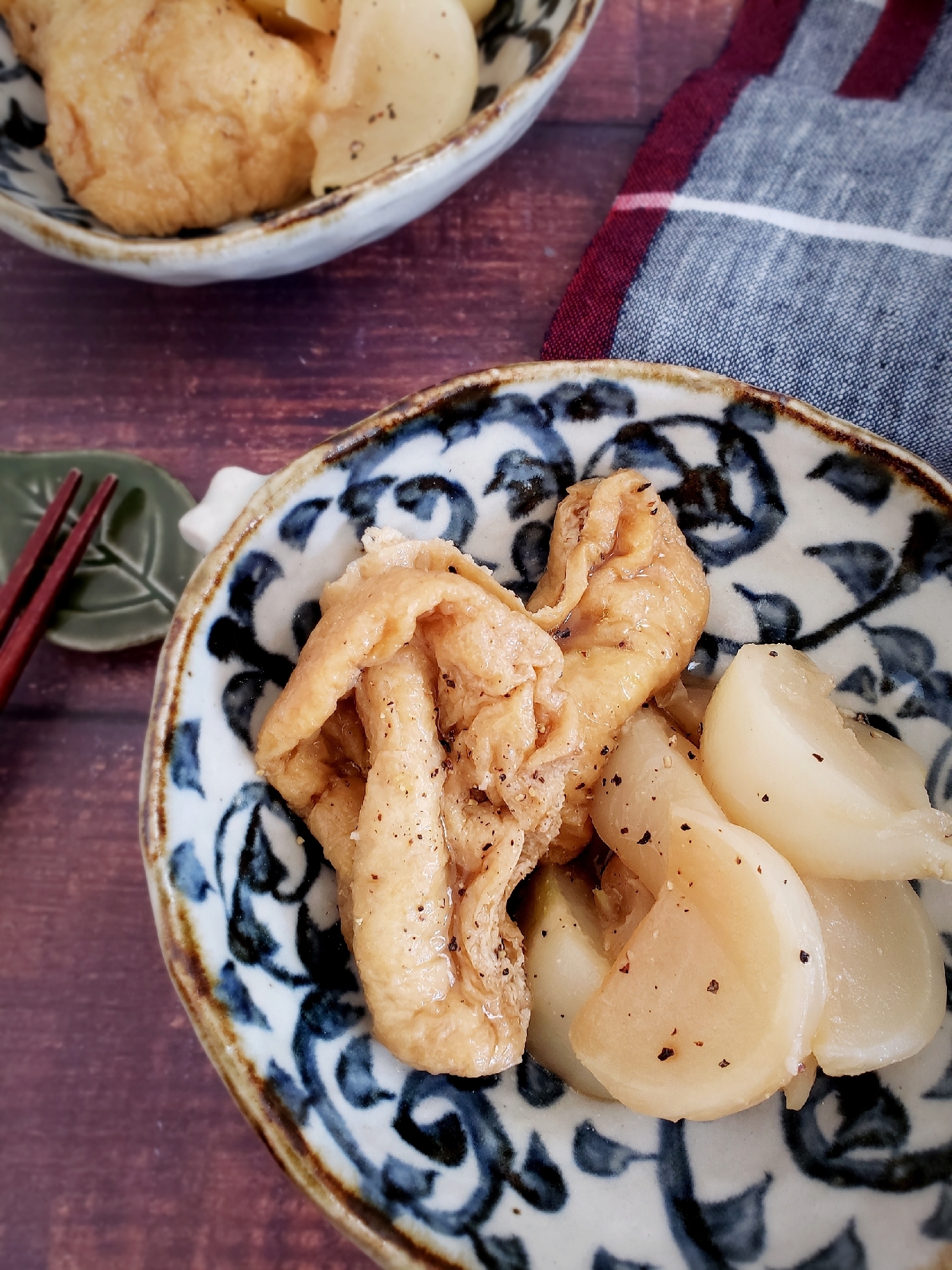 レンジで簡単♪かぶと油揚げの塩もつ煮風