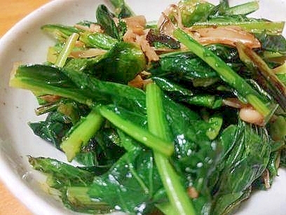 小松菜と　えのきの　炒め物