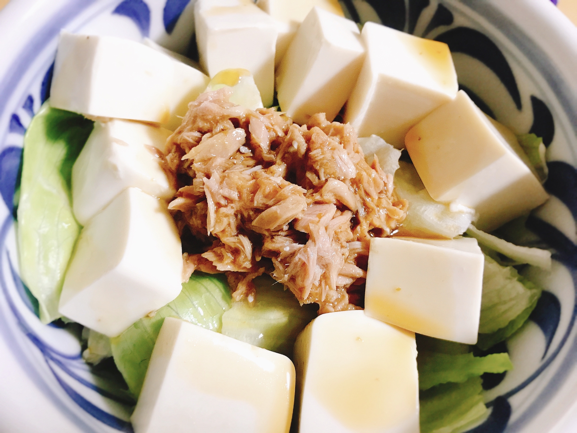 青じそドレッシングで食べる♡レタスとツナ豆腐サラダ