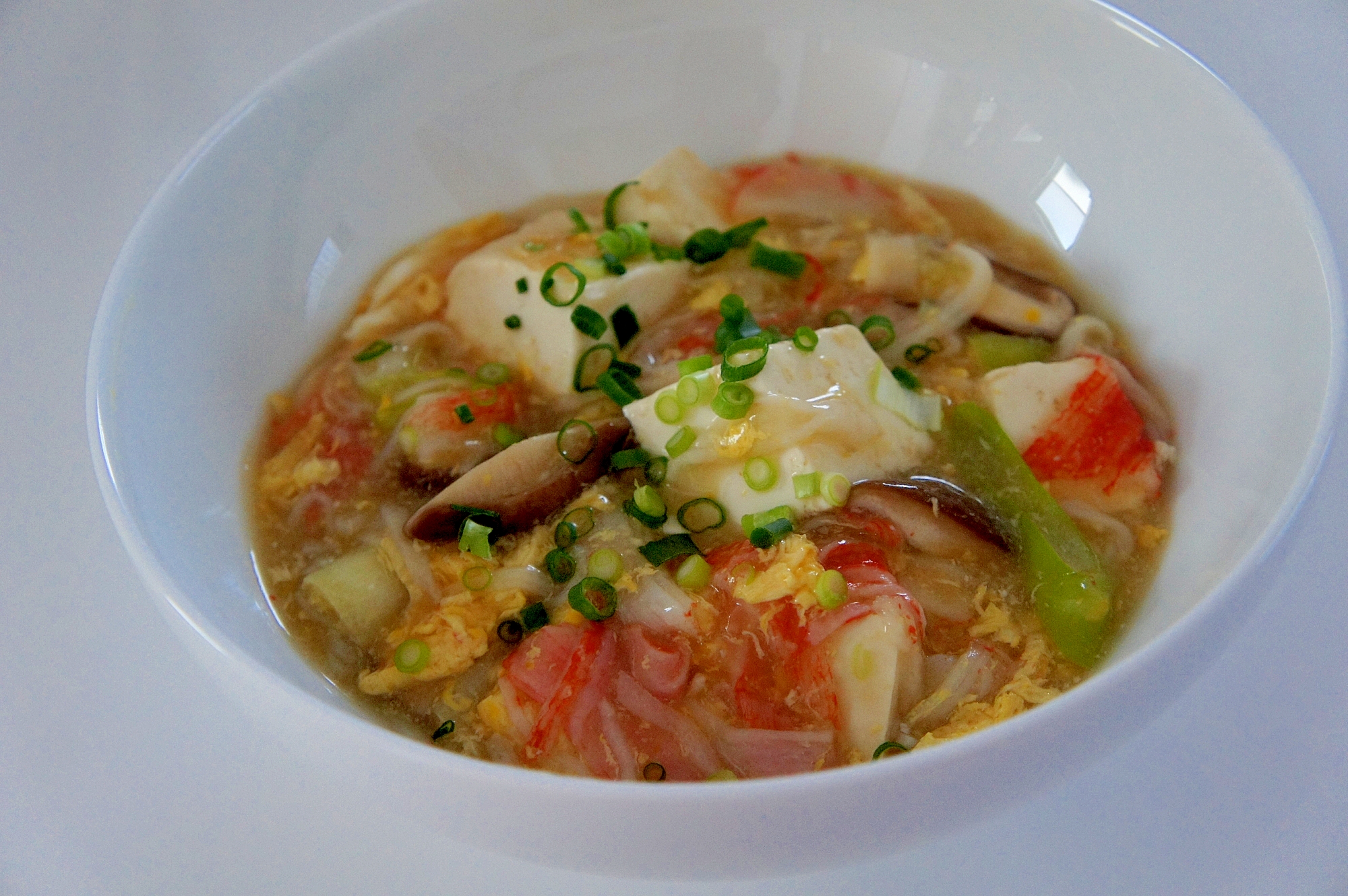 ヘルシーに♪簡単美味しい海鮮風豆腐スープ
