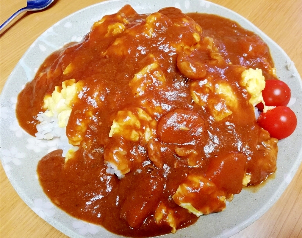 昨日のハヤシライスでオムハヤシ