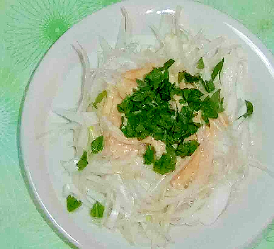 新玉葱のサラダ明太マヨネーズソース