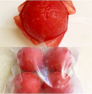 トマトは丸ごと！冷凍保存