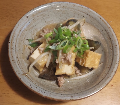 ひき肉ともやしのトロトロあんかけ厚揚げ