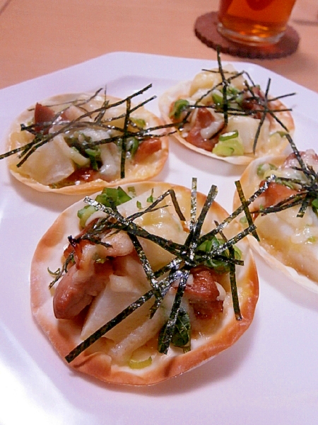 餃子の皮で☆照り焼きチキンとポテトのピザ☆