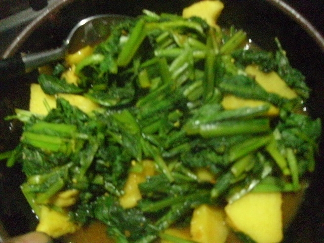 長芋と小松菜のスパイス煮