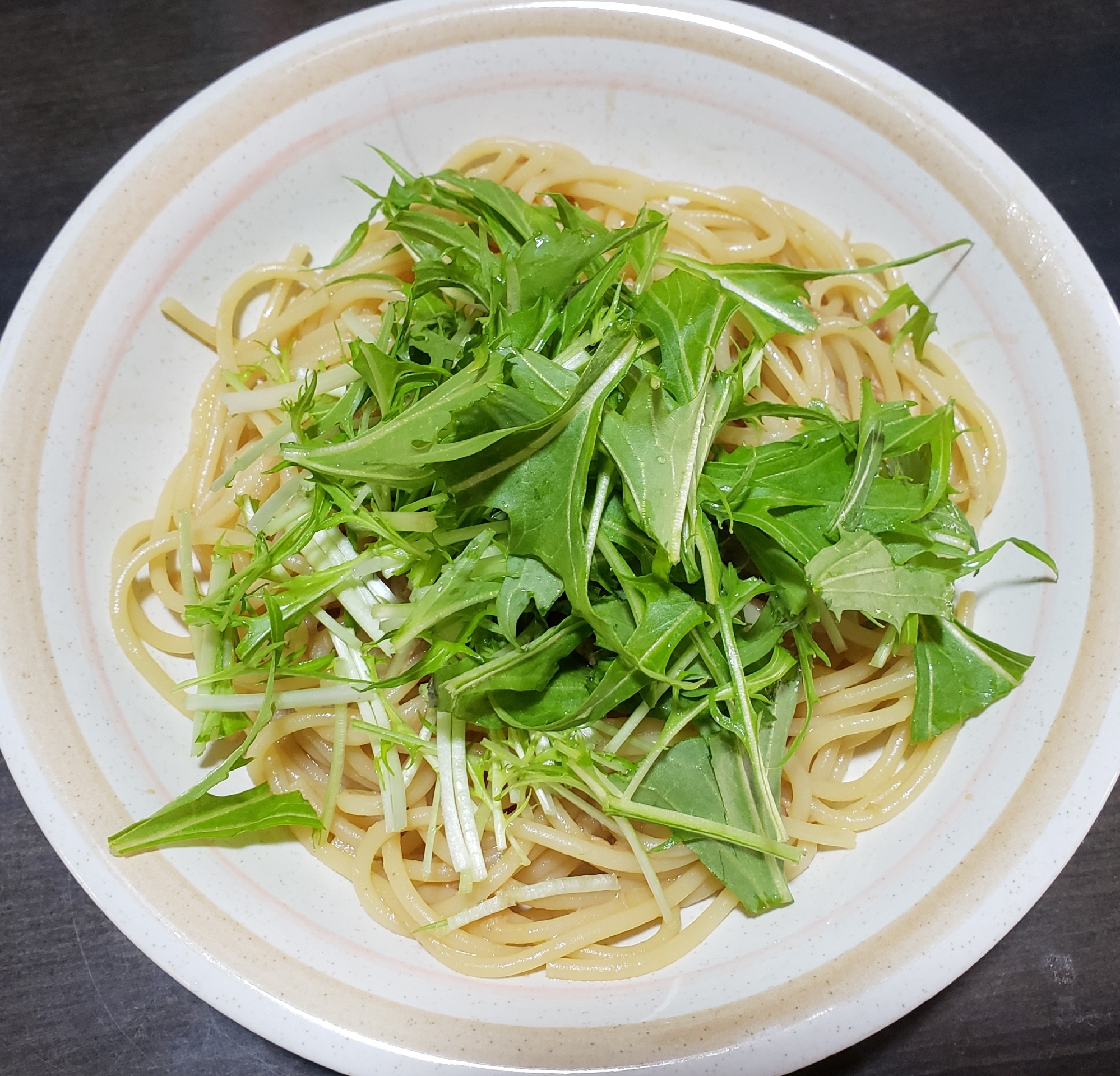 簡単！水菜とツナの和風スパゲティ