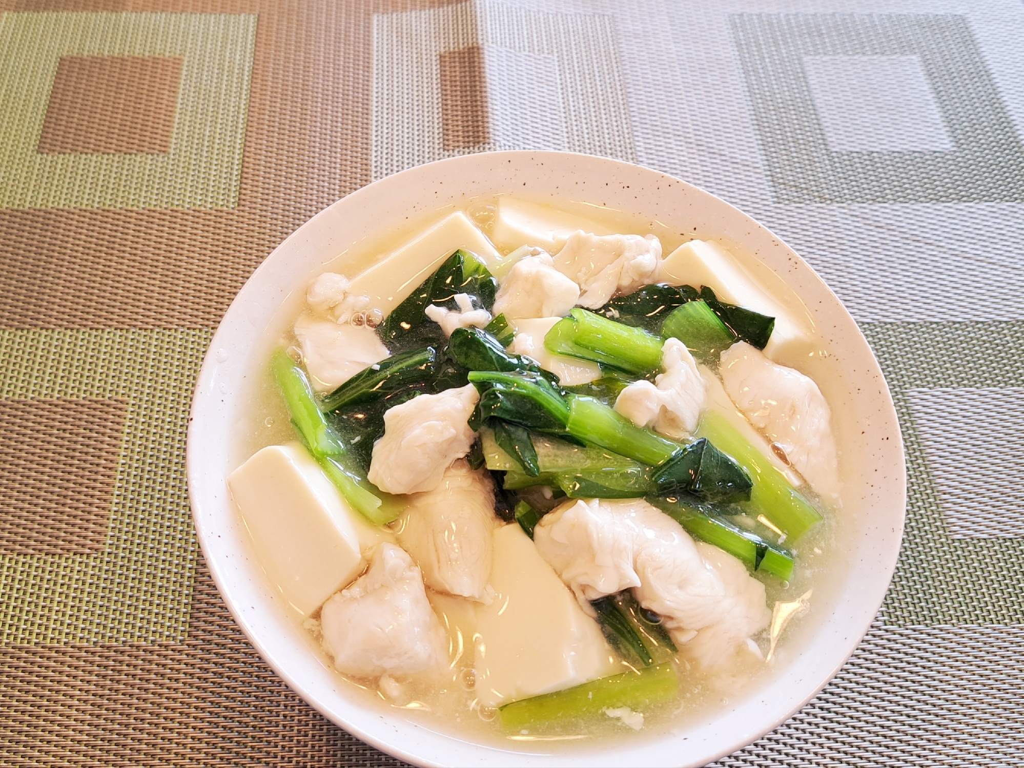 優しい味！鶏ささみと豆腐と小松菜の あんかけ丼