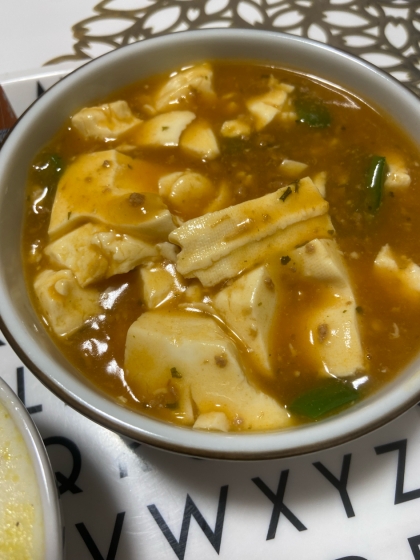 麻婆豆腐の素で作る！スープ