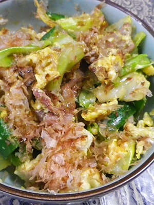 ピーマンキャベツ豆腐のおかか卵炒め レシピ 作り方 By Leopoo 楽天レシピ