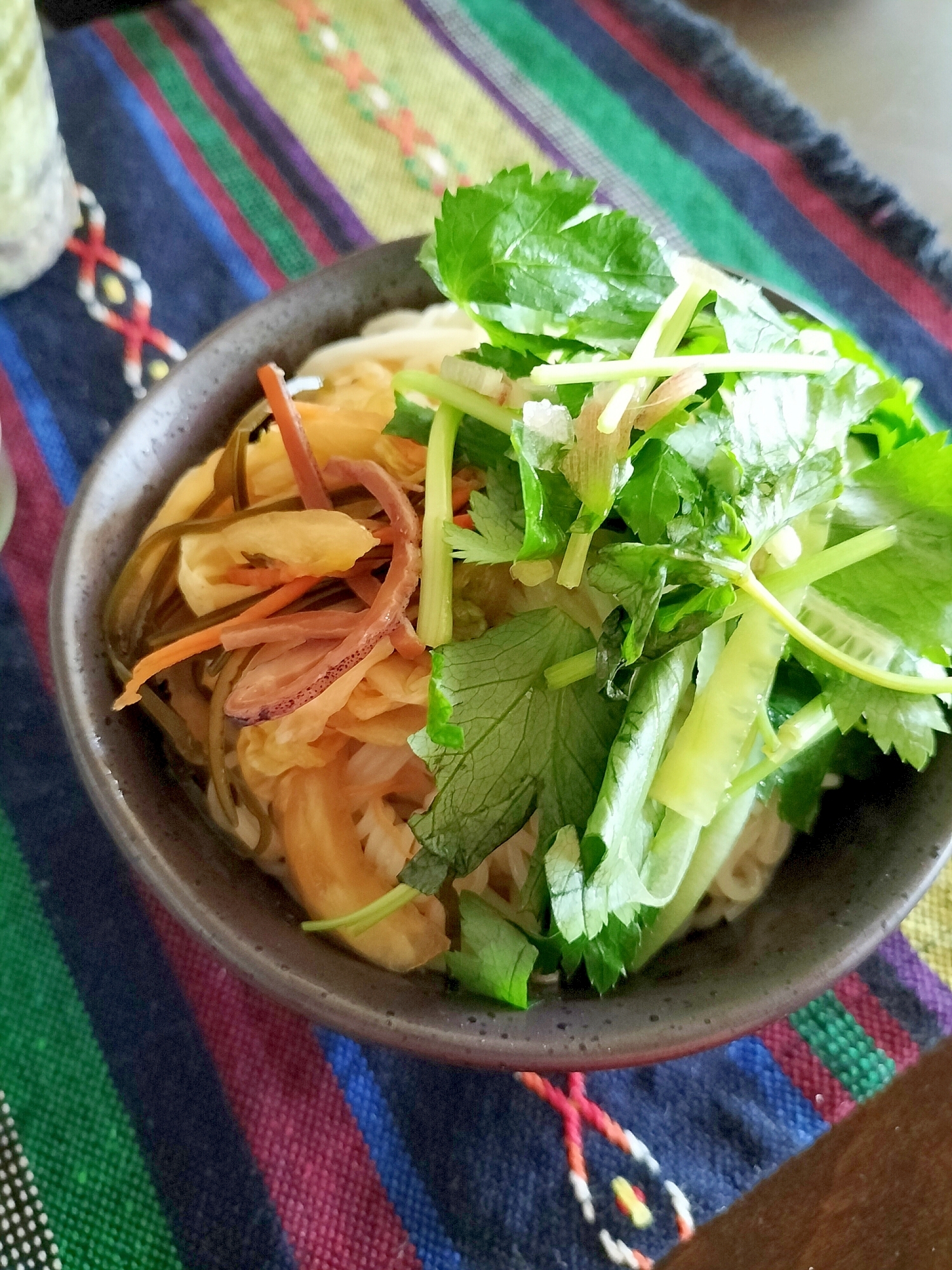 漬物と香味野菜の混ぜそうめん♩