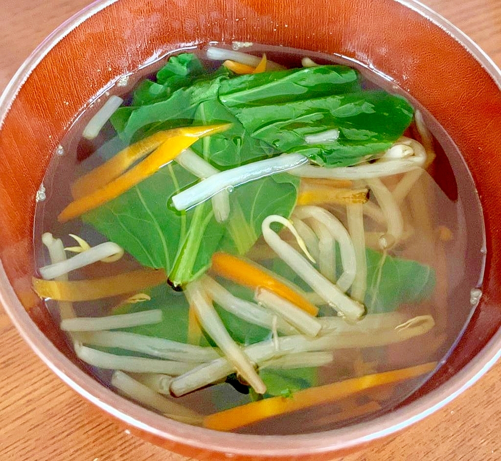 もやしと人参と小松菜の和風スープ