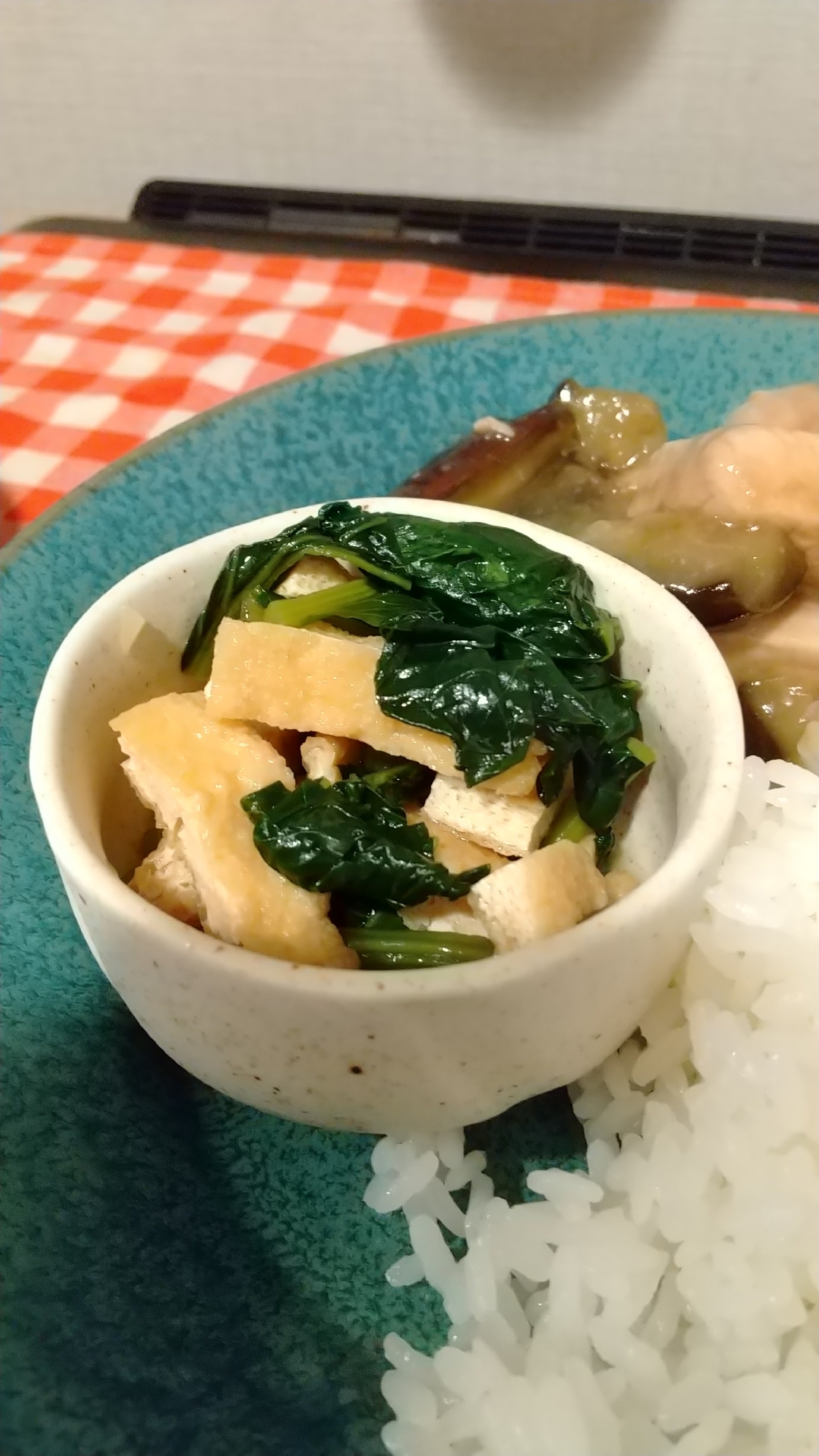 【幼児と取り分け】小松菜と揚げの煮物